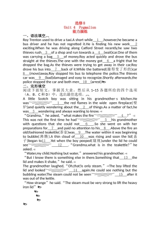 广东2011高考英语一轮复习 Unit4单元测试 新人教版选修8 