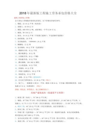 建筑工程清包工等价格