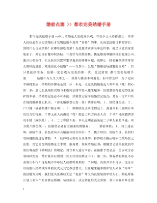 婚前点滴 -- 都市完美结婚手册 