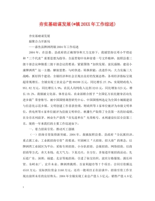 夯实基础谋发展(-镇20XX年工作综述) 