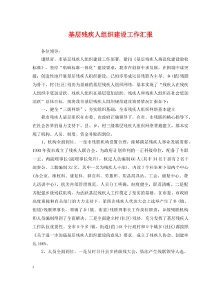 基层残疾人组织建设工作汇报 