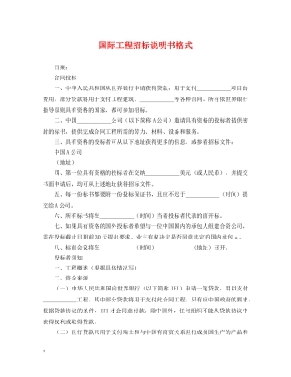 国际工程招标说明书格式 