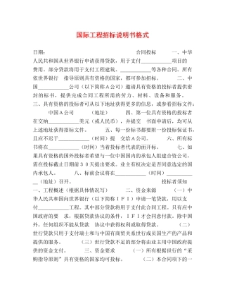国际工程招标说明书格式2 