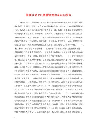 国税分局ISO质量管理体系运行报告 