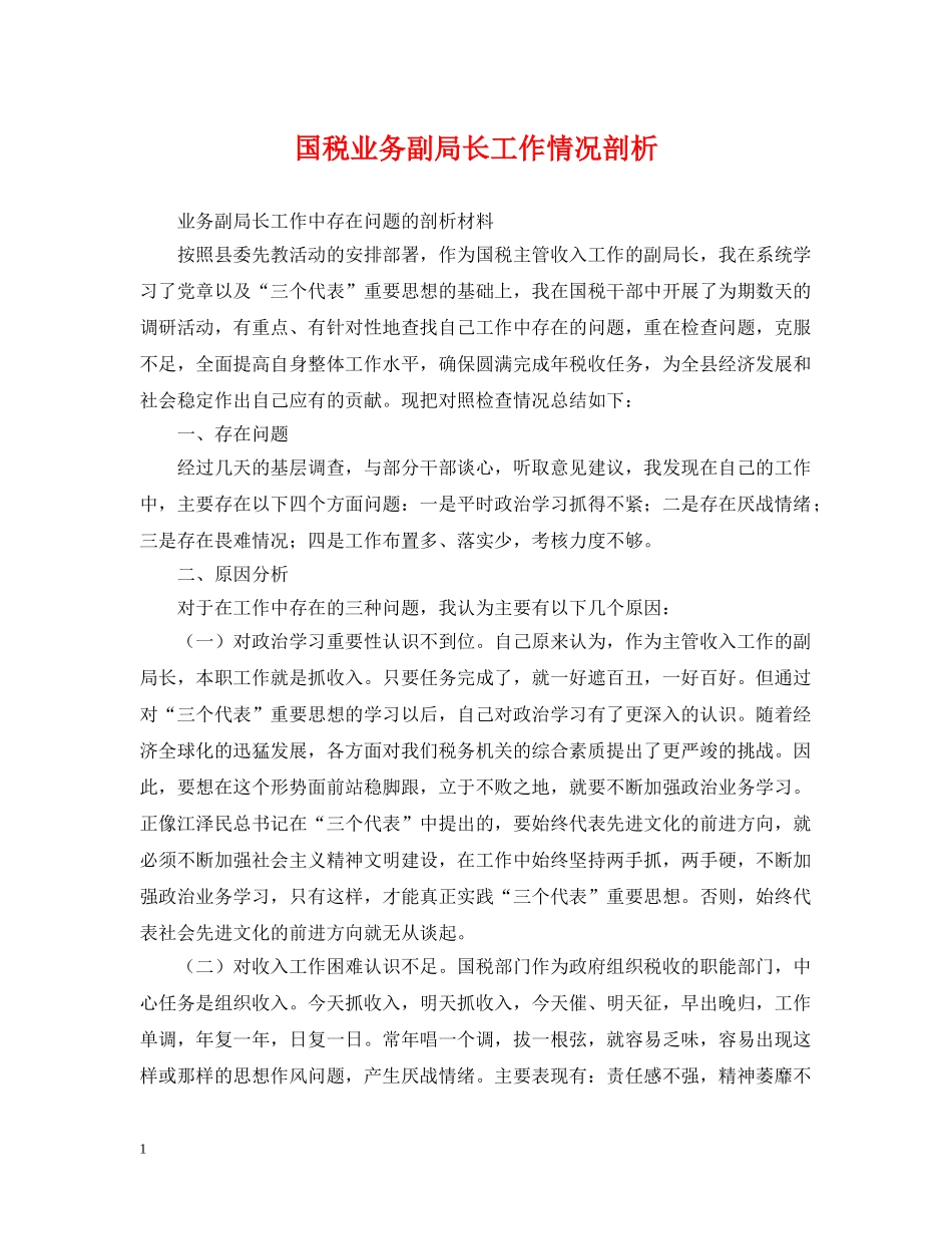 国税业务副局长工作情况剖析 _第1页