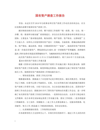国有资产清查工作报告 