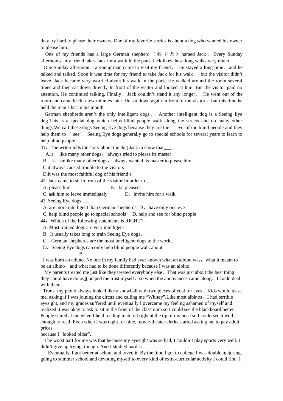 吉林省长春市一三学2011高三英语上学期期中考试无答案 _第3页