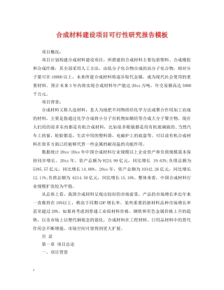 合成材料建设项目可行性研究报告模板 
