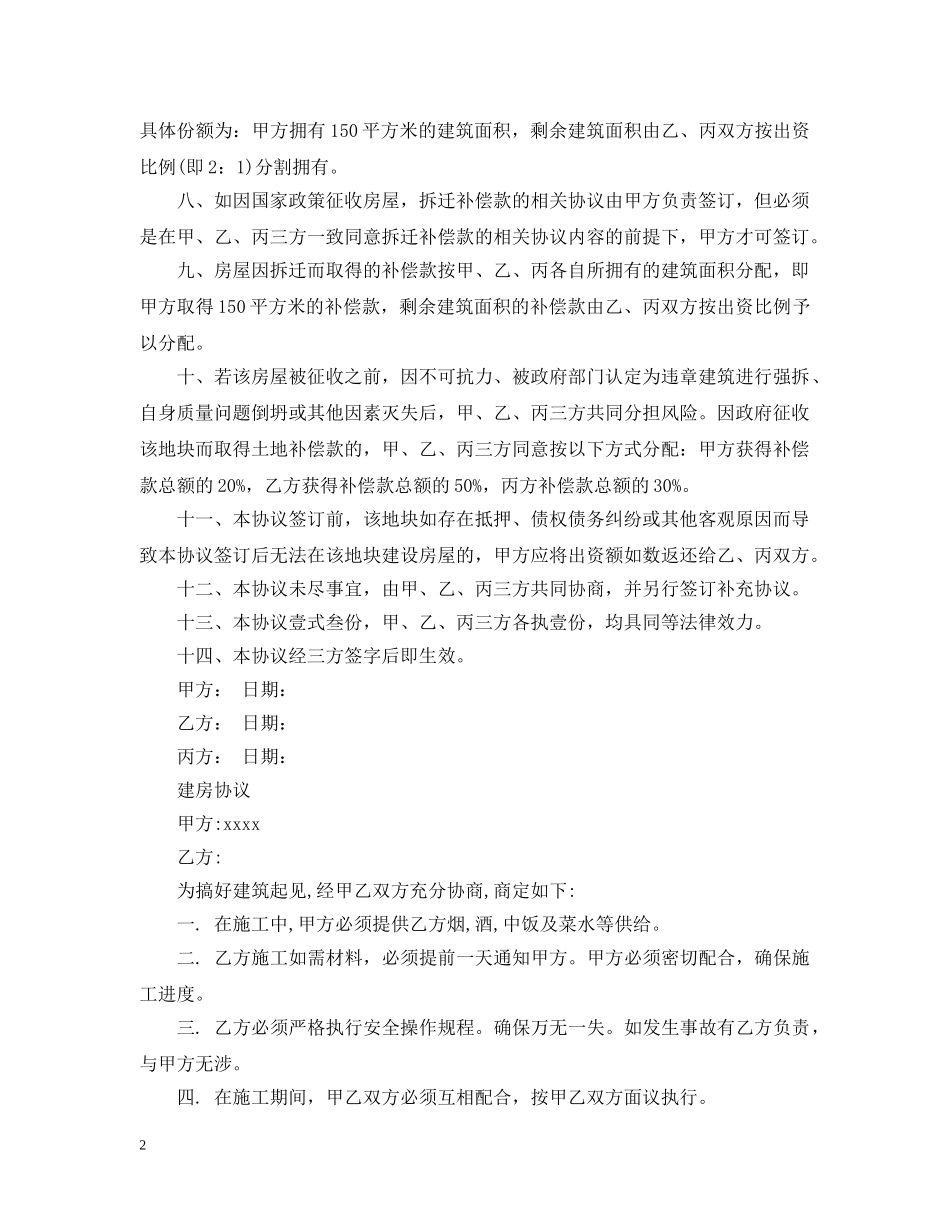 合作建房意向书范文 _第2页