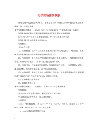 化学实验报告模板 