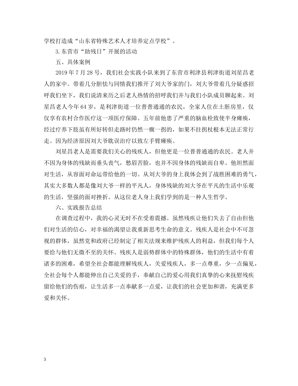 关注残疾人暑期社会实践调查报告_第3页