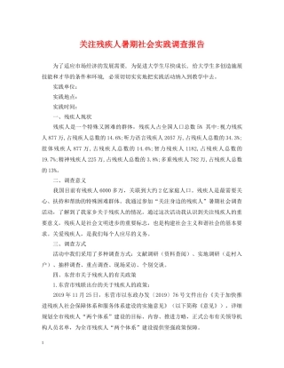 关注残疾人暑期社会实践调查报告