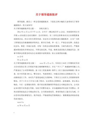 关于领导通报批评