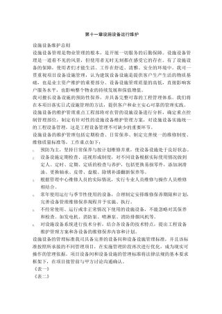 设施设备运行维护