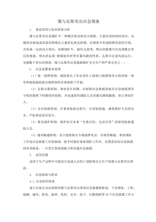 煤与瓦斯突出应急预案
