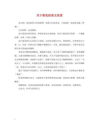 关于荷花的美文欣赏