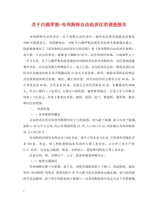 关于白俄罗斯-布列斯特自由经济区的调查报告