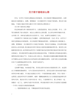 关于班干部培训心得