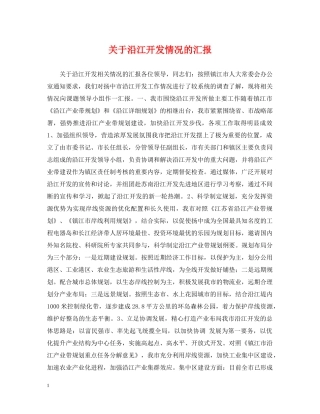 关于沿江开发情况的汇报