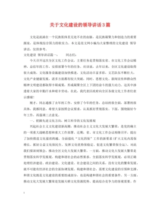 关于文化建设的领导讲话3篇
