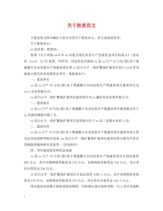 关于批复范文
