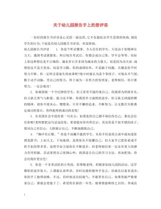 关于幼儿园报告手上的册评语