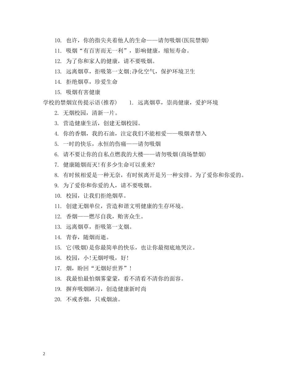 关于学校的禁烟提示语_第2页