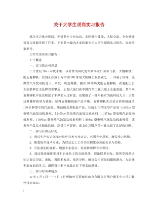 关于大学生顶岗实习报告