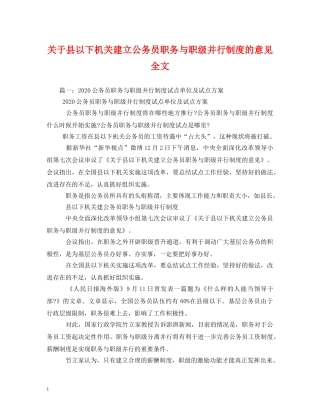 关于县以下机关建立公务员职务与职级并行制度的意见全文