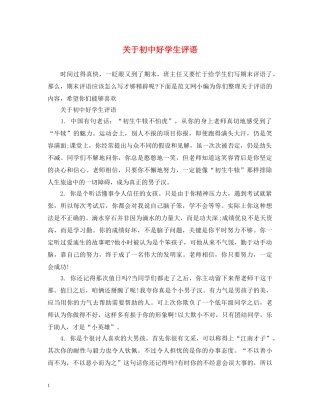 关于初中好学生评语