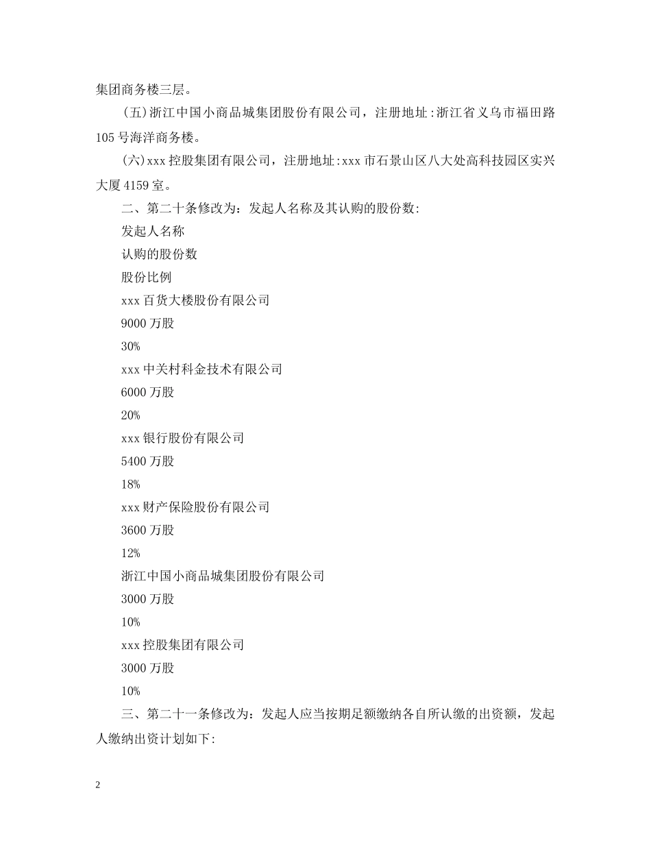 关于公司修改章程的批复范文_第2页