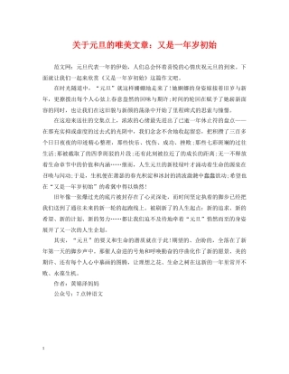 关于元旦的唯美文章：又是一年岁初始