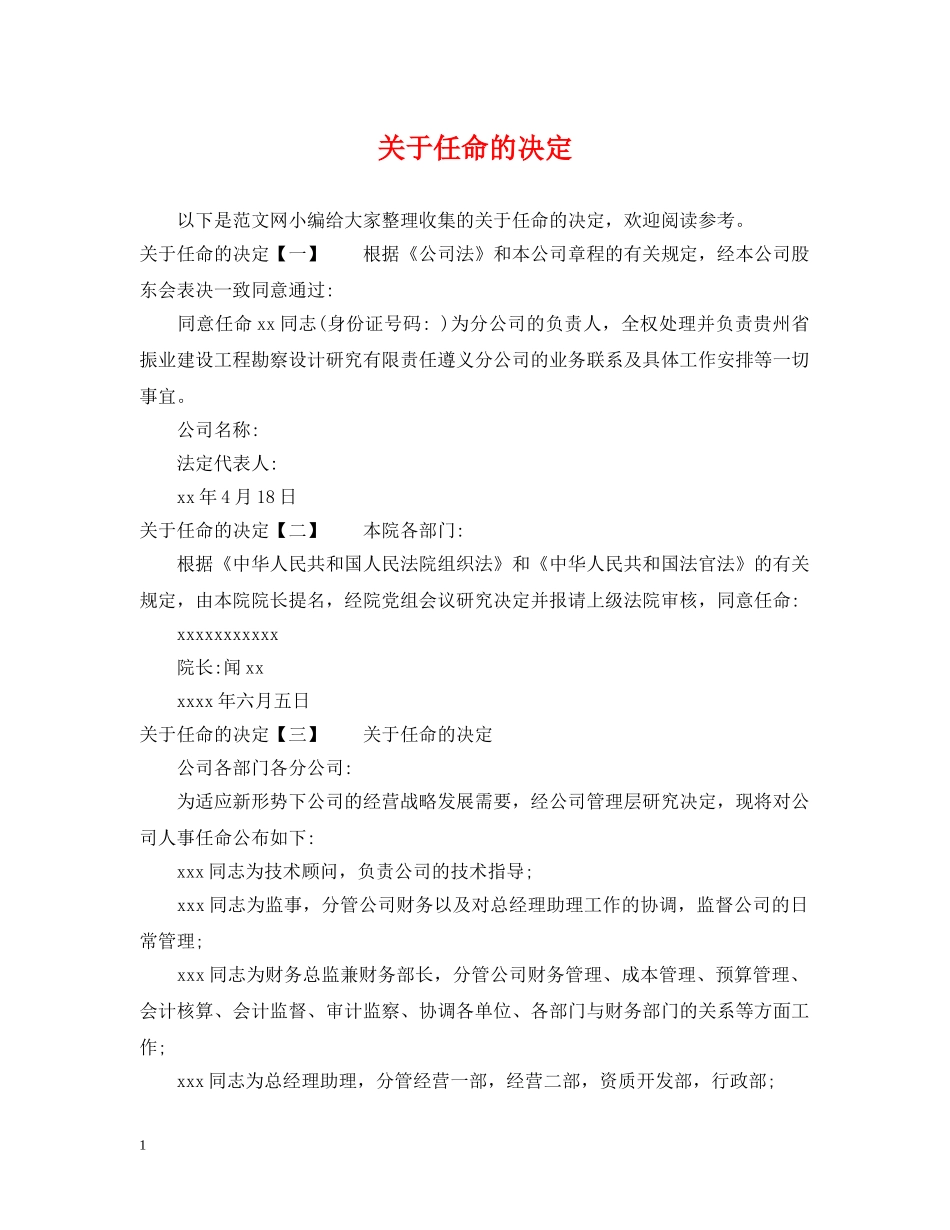 关于任命的决定_第1页