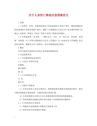 关于人身伤亡事故应急预案范文