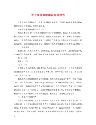 关于乡镇效能建设自查报告