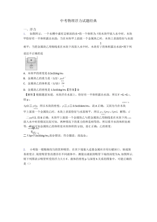 中考物理浮力试题经典