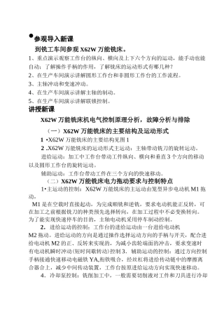 X62万能铣床参考教案