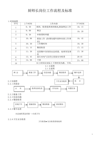 厨师长岗位工作流程及标准