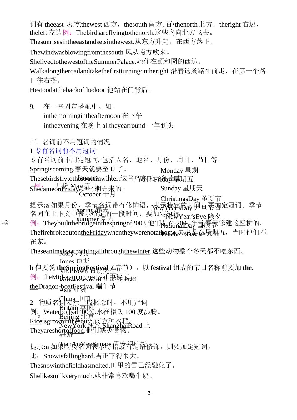 七年级上册英语冠词讲解+练习题_第3页