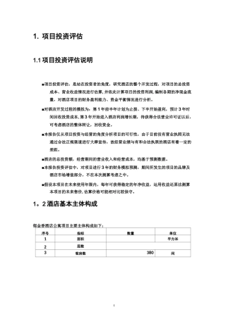 酒店投资估算报告