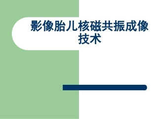 影像学中胎儿磁共振成像技术