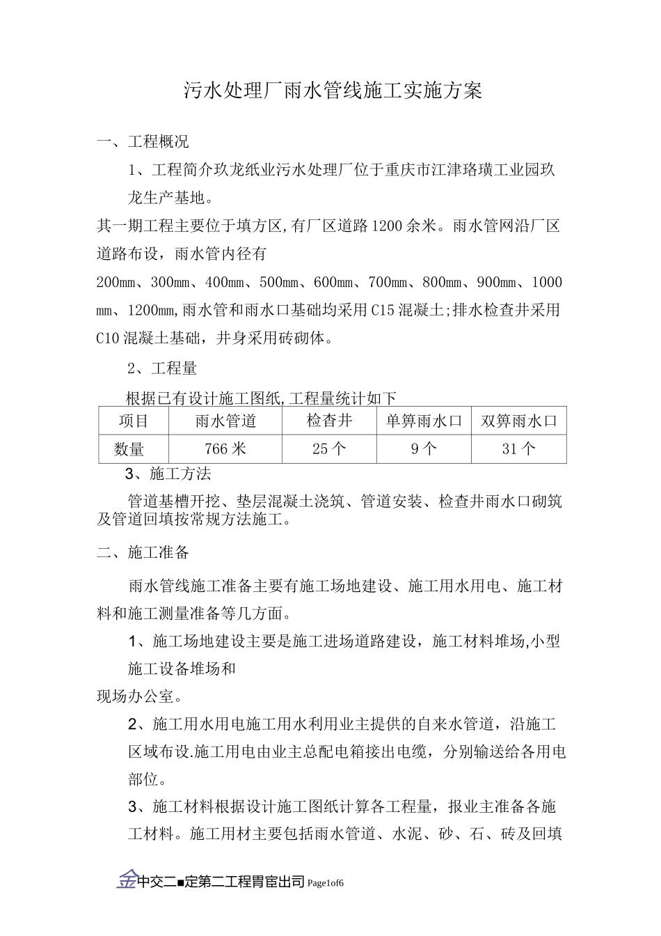 雨水管网施工实施方案_第1页