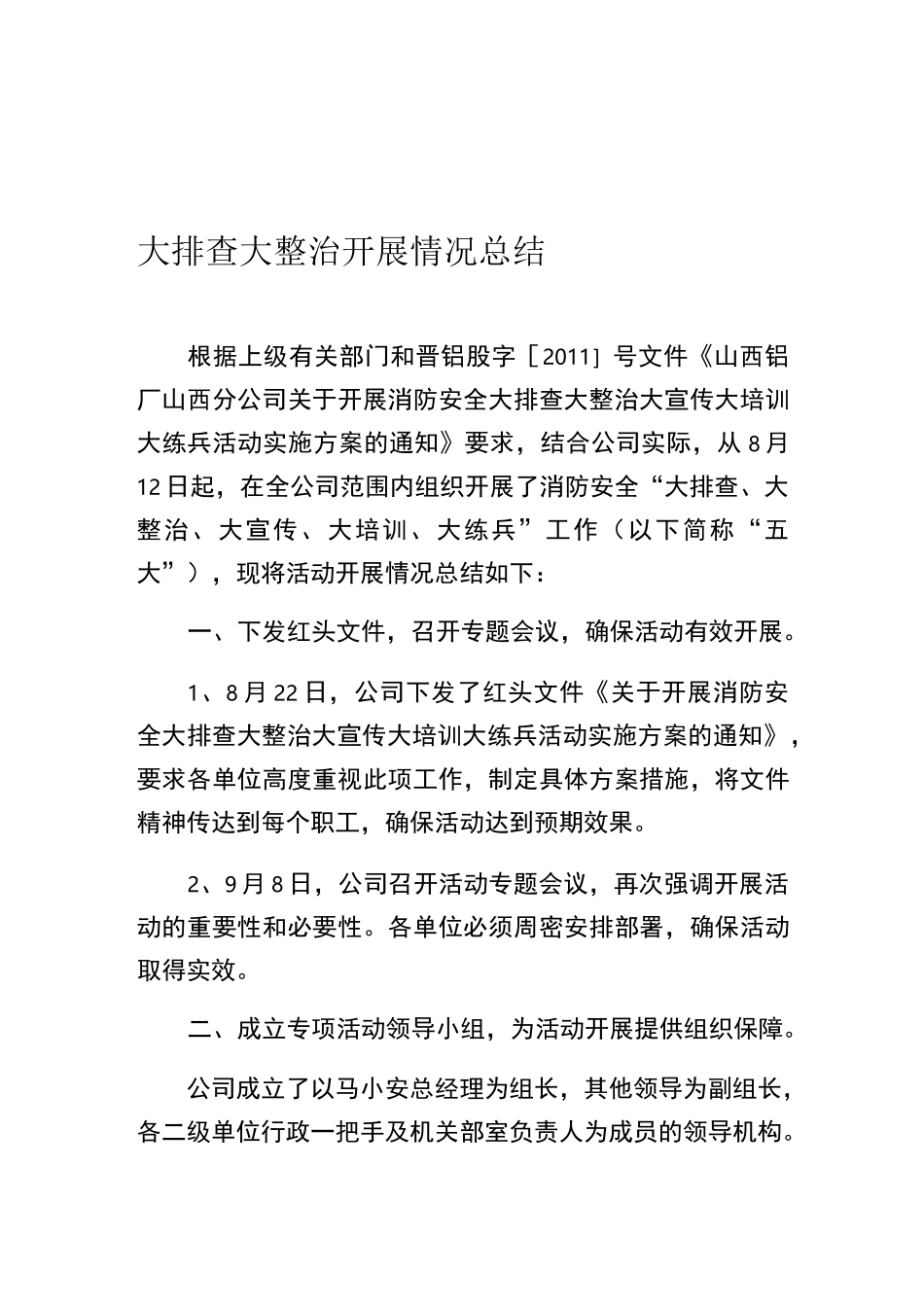 大排查大整治开展情况总结_第1页