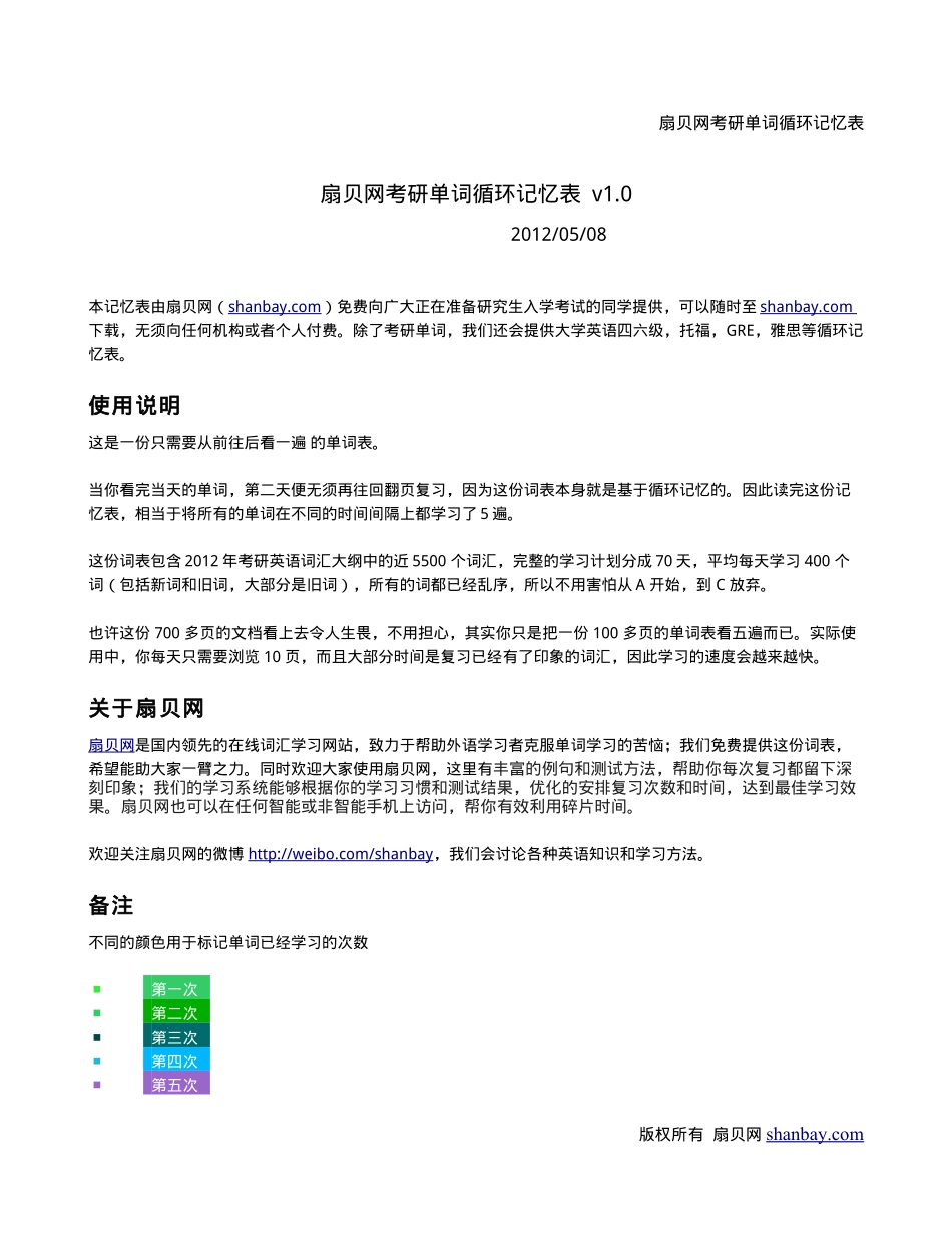 扇贝网考研单词循环记忆表_第1页