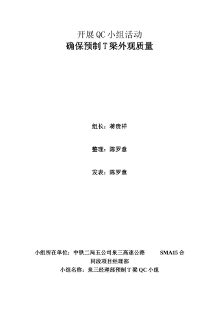 T梁外观质量控制