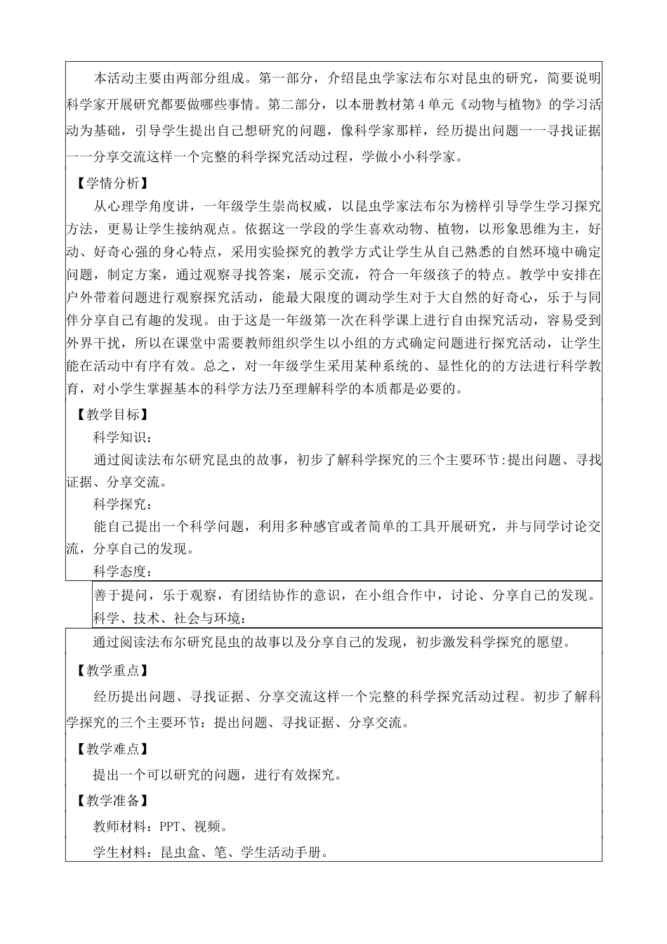 苏教版小学科学一年级下册《像科学家那样》(网格式教案)_第2页