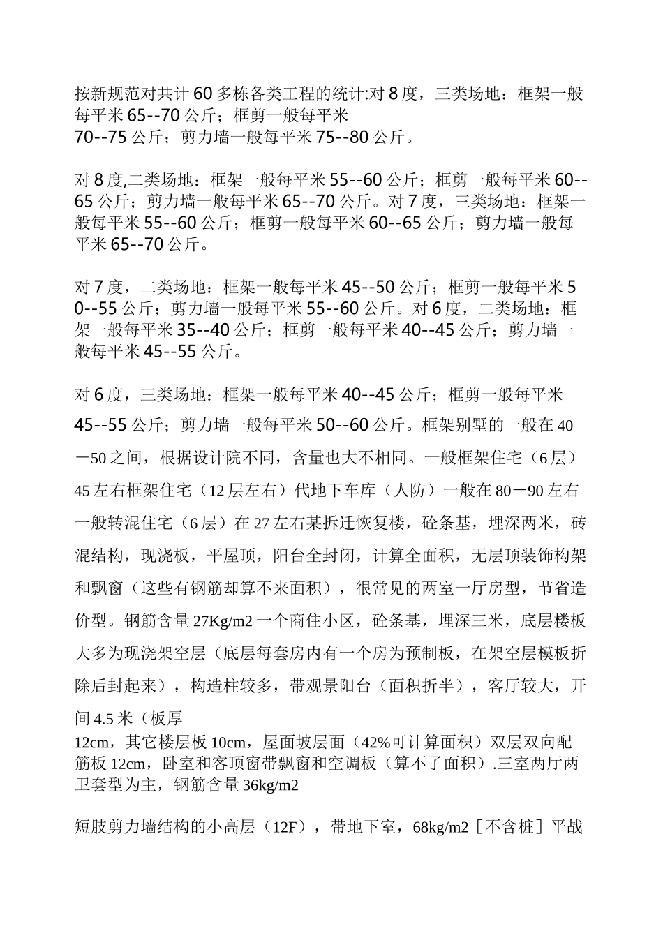 各类建筑钢筋及砼含量_第1页