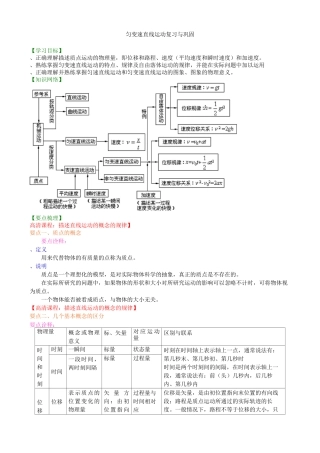 高中物理必修一匀变速直线运动复习与巩固提高练习题测试题