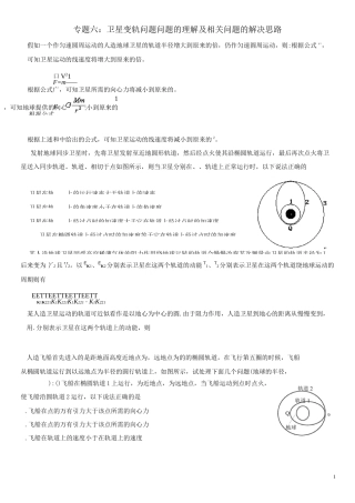 专题六：卫星变轨问题问题的理解及相关问题的解决思路