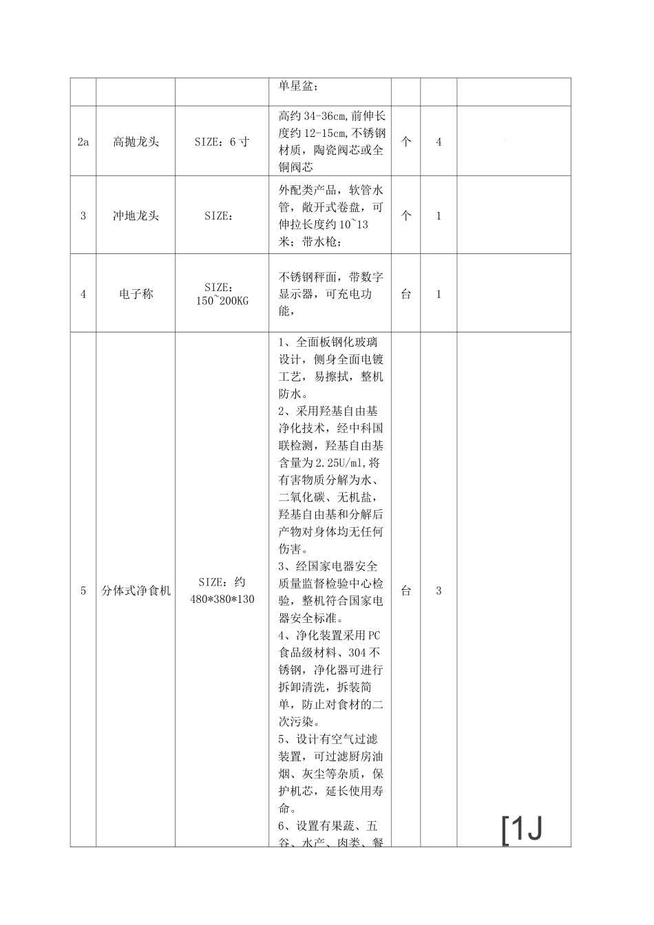厨房设备、排烟系统和净水系统采购清单_第2页